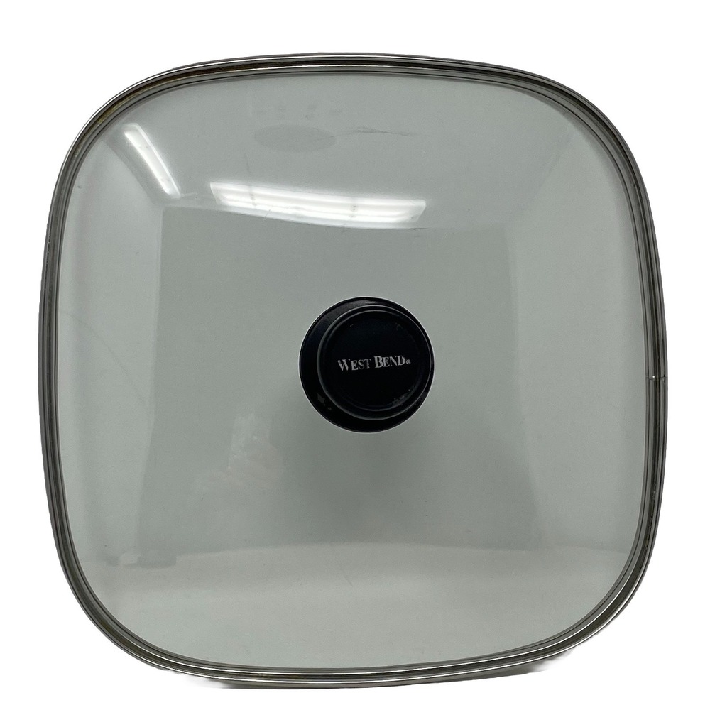 West Bend Glass Replacement Lid 12x12" Outer Rim Black Knob for Electric Skillet